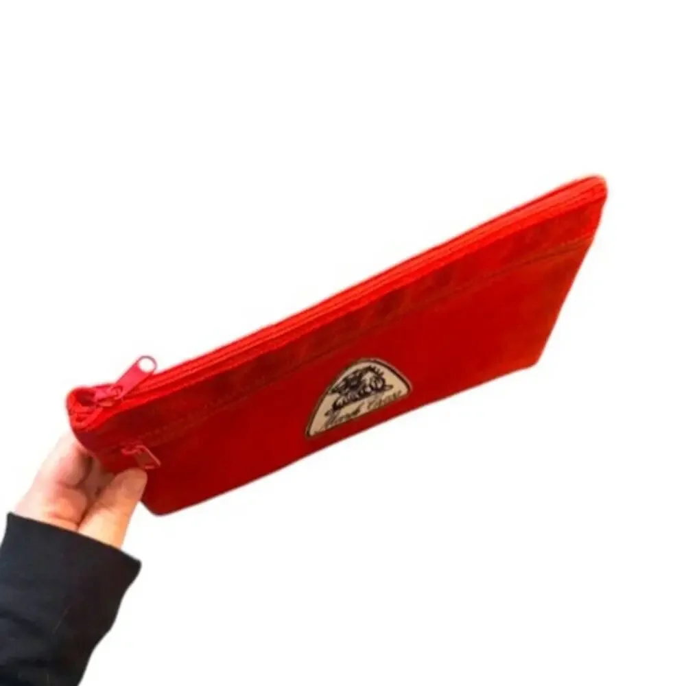 Vintage Mark Cross Red Canvas Zipper Pouch Dopp Kit Travel Bag Organizer Italy